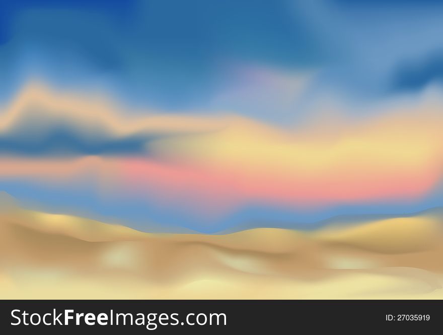 Abstract landscape background - sunset sky