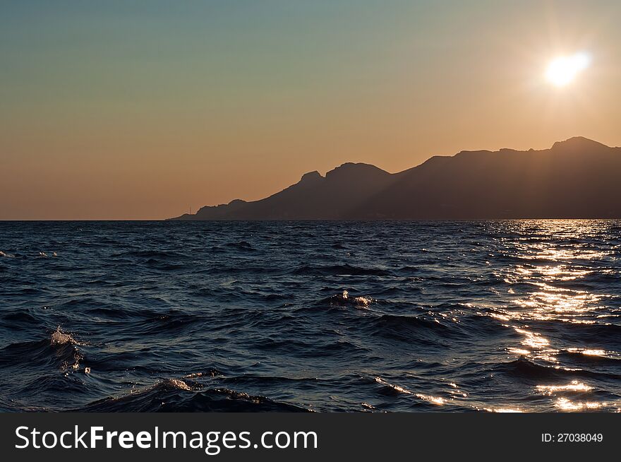 Sunset in the summer Crimean seacoast. Sunset in the summer Crimean seacoast