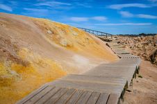 Wooden Path In Geothermal Field Royalty Free Stock Photography