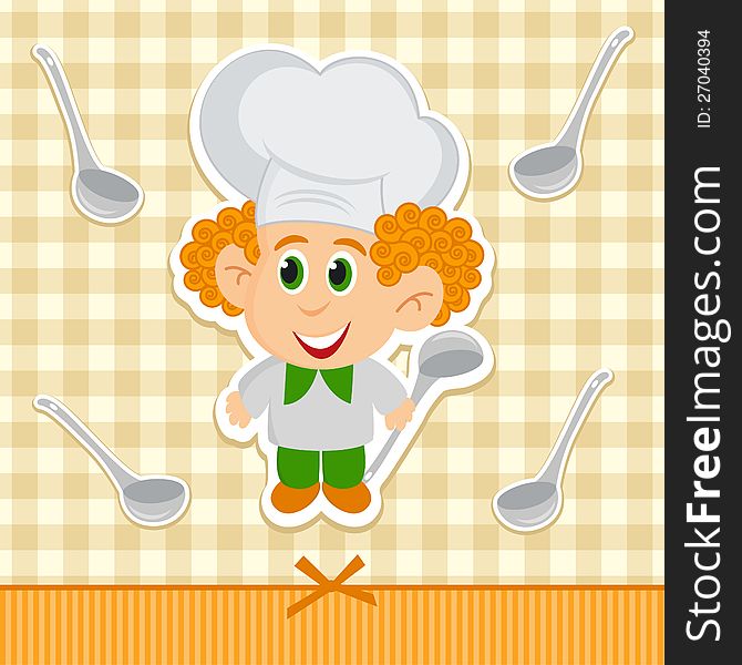 Cheerful little cook vector illustration