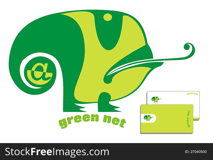 Green chameleon logo and business cards set