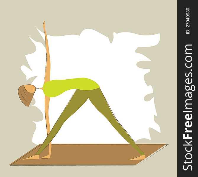 Stylized Yoga Triangle Pose.