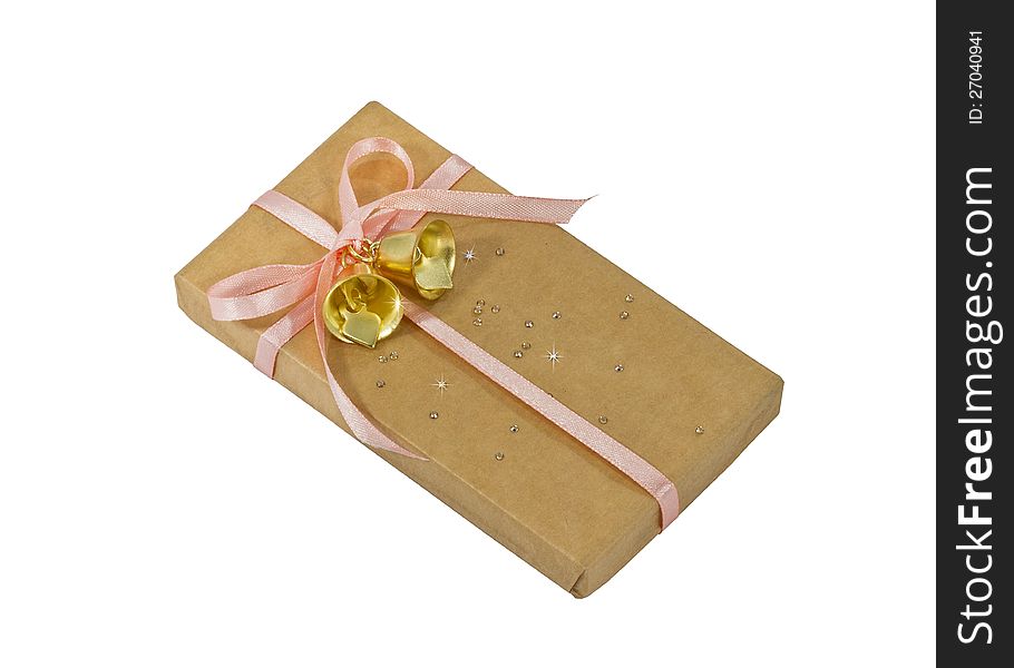 Christmas gift box decorated with bells