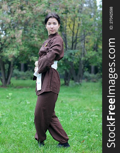 Woman Practicing Exercise  Tai Chi