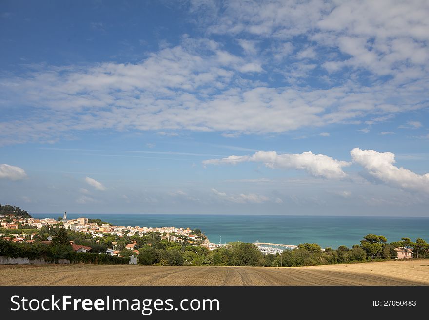 Little village in the sea in the marche region