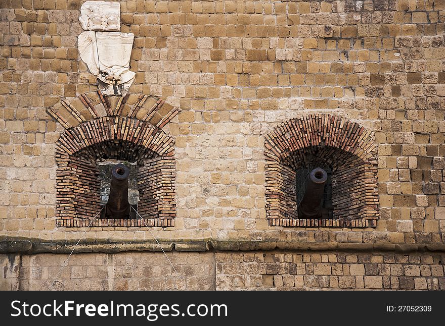 Deatils of the Castel dell'Ovo in Naples, Italy. Deatils of the Castel dell'Ovo in Naples, Italy