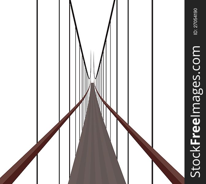 Suspension Bridge on the ropes. The illustration on a white background.