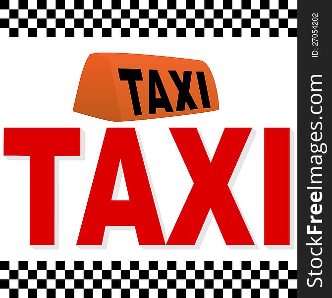 Icon and the word taxi. Illustration on white background.