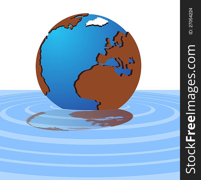 Layout of the world and its reflection in the water. The illustration on a white background in the EPS-10 format. Layout of the world and its reflection in the water. The illustration on a white background in the EPS-10 format.