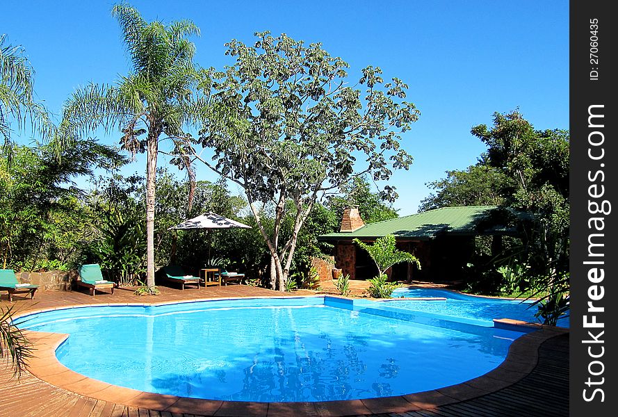 Swimming pool in resort hotel. Absolute relax.