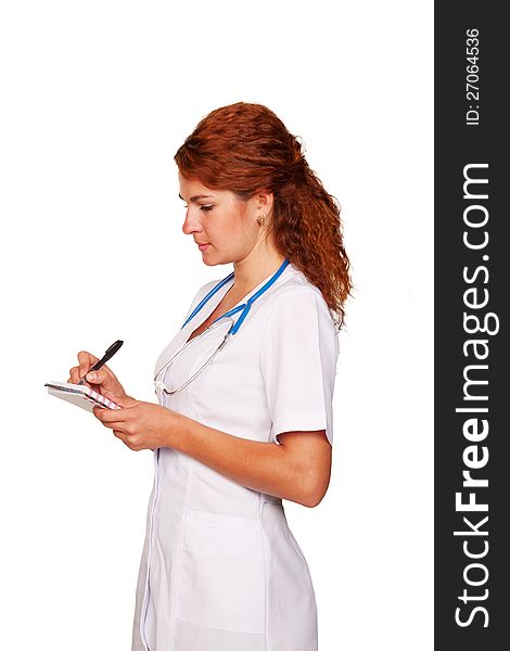 Woman doctor listening  to the patient