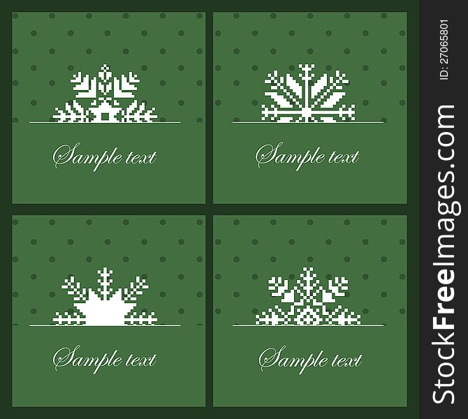 Four Snowflakes On The Green Background