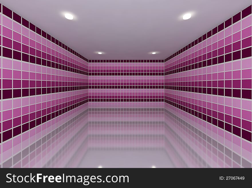 Pink tone tile wall design