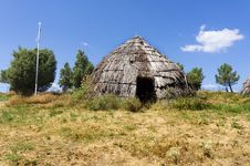 Traditional Straw Hut In Greek Country Stock Photography