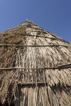 Traditional Straw Hut In Greek Country Royalty Free Stock Photo