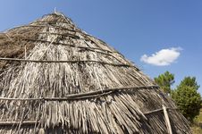 Traditional Straw Hut In Greek Country Royalty Free Stock Photos