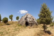 Traditional Straw Hut In Greek Country Royalty Free Stock Photos Traditional Straw Hut In Greek Country Royalty Free Stock Photos