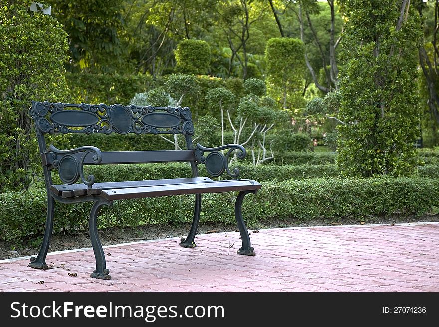 Outdoors bench in the park