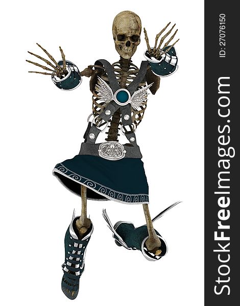 A skeleton in a costume for halloween. A skeleton in a costume for halloween