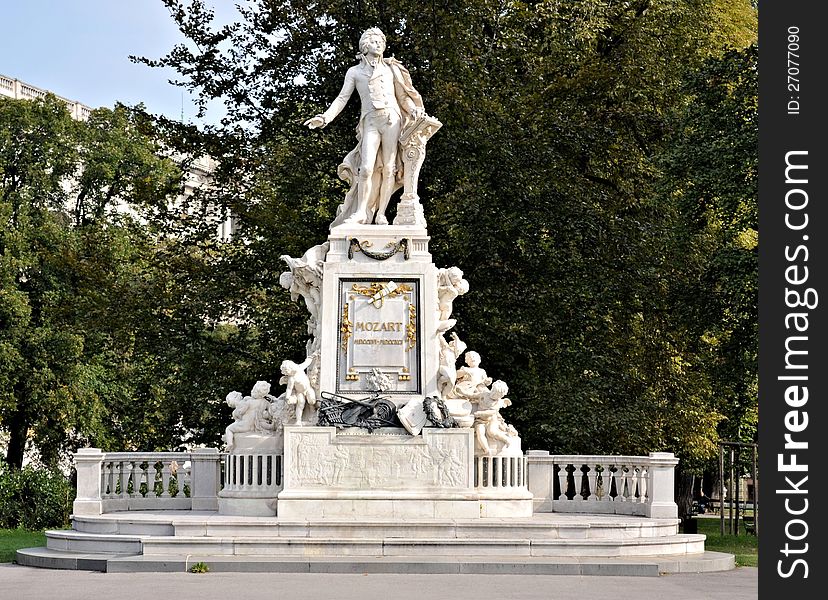 Mozart statue and monument at Vienna Europe. Mozart statue and monument at Vienna Europe