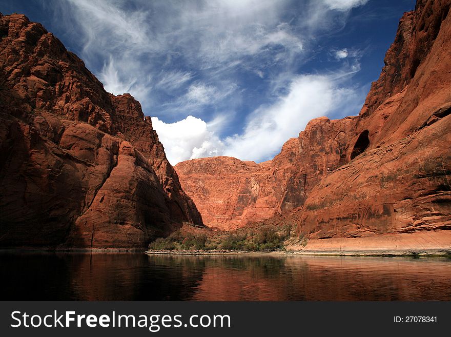 View of Glen Canyon from the Colorado River. Taken on a September morning. View of Glen Canyon from the Colorado River. Taken on a September morning.