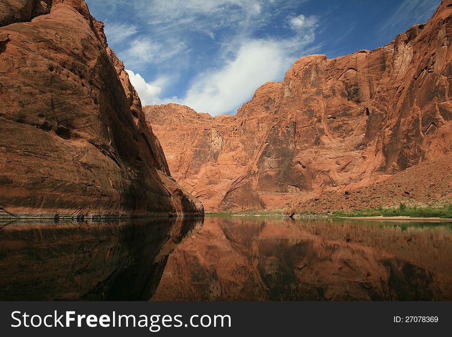 View of Glen Canyon from the Colorado River. Taken on a September morning. View of Glen Canyon from the Colorado River. Taken on a September morning.