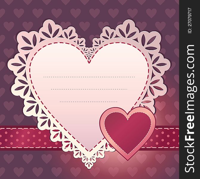 Lace heart scrapbook template background. Lace heart scrapbook template background