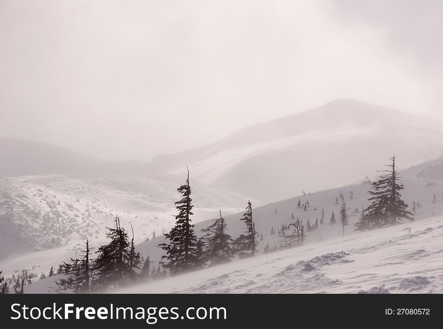 Winter mountain landscape out doors