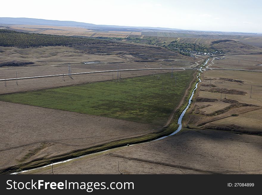 Aerial view with landscape