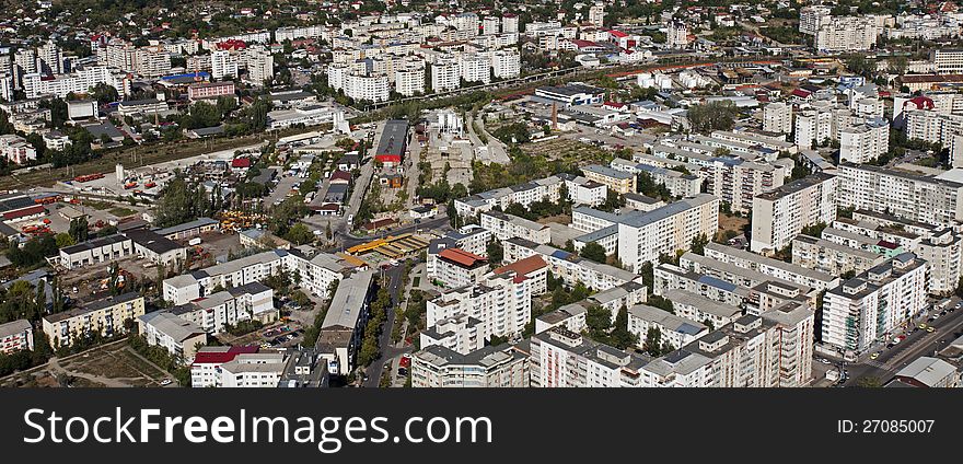 Aerial View With City Life