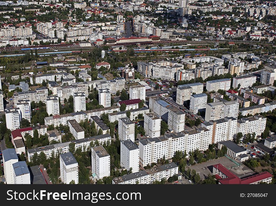 Aerial view with urban constructions and infrastructure. Aerial view with urban constructions and infrastructure