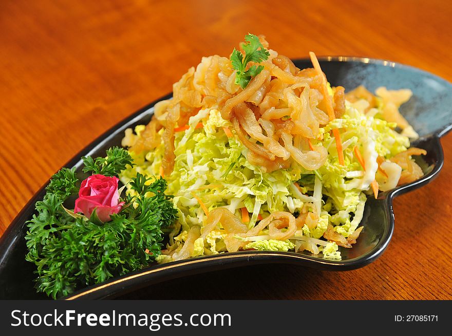 Chinese appetizers, Cabbage and jellyfish. Chinese appetizers, Cabbage and jellyfish