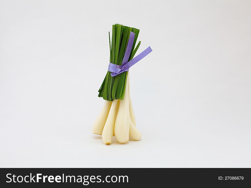 Bunch of spring onion on white background