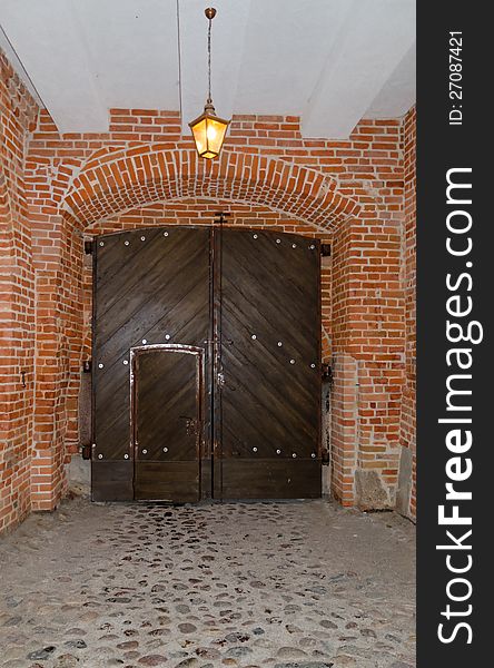 Medieval door in Pruss castle. Medieval door in Pruss castle