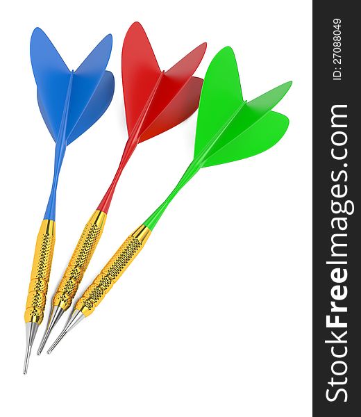 Set of Multi-Colored Darts. Isolated on White. Set of Multi-Colored Darts. Isolated on White.