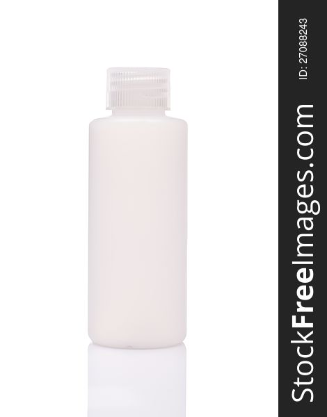 White blank bottle, on white background