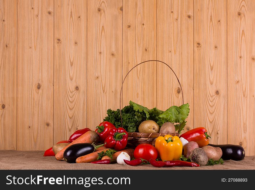 Fresh autumn vegetables gathered from the garden