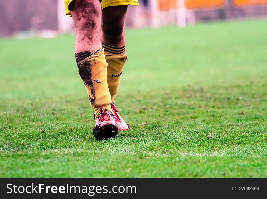 Detail of soccer or football match.