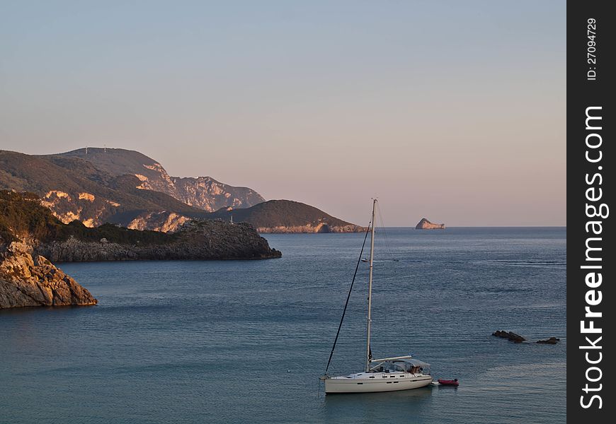 Beautiful view of Greece coast in Corfu.