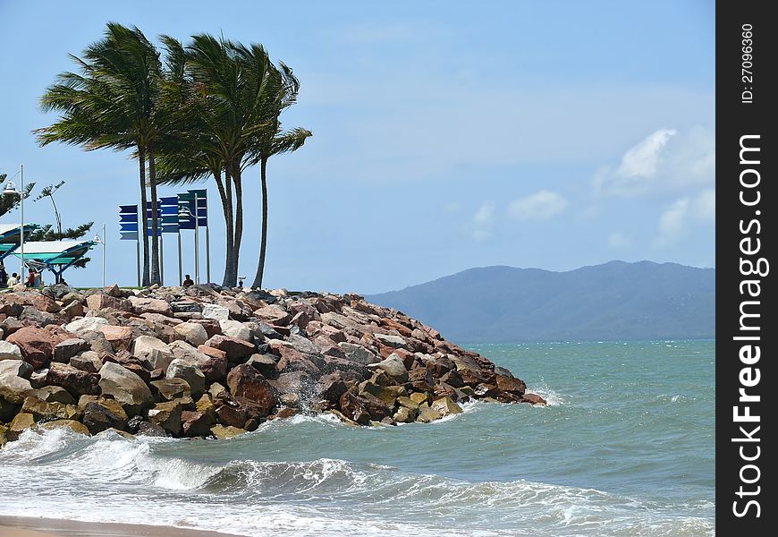 Australia. Queensland. Great Barrier Reef. The beach of Townswille in afternoon with strong wind. Australia. Queensland. Great Barrier Reef. The beach of Townswille in afternoon with strong wind.