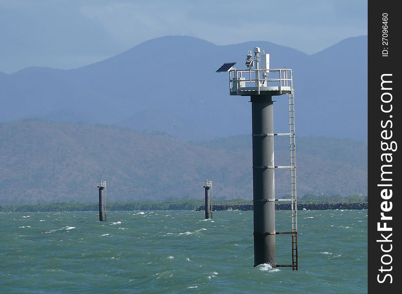 Australia. Queensland. Great Barrier Reef. Sea lighthouse on solar battery. Australia. Queensland. Great Barrier Reef. Sea lighthouse on solar battery.