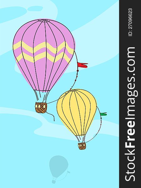 Illustration of hot air balloons in flight