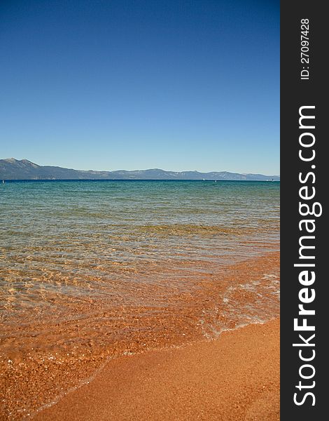 On the edge of Lake Tahoe this detail of the shore shows the stunning purity of the lake. On the edge of Lake Tahoe this detail of the shore shows the stunning purity of the lake