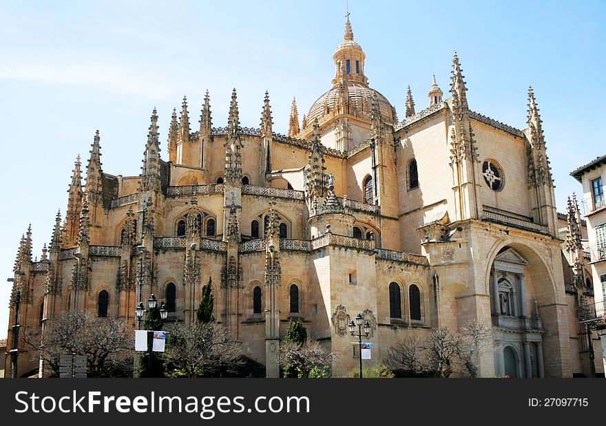 Medieval gothic catholic  Cathedral in Segovia, Spain