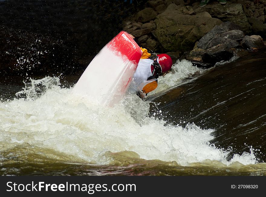 Action in a kayak competition.