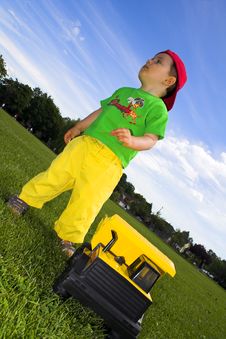 Child Playing With Truck Royalty Free Stock Photography Child Playing With Truck Royalty Free Stock Photography