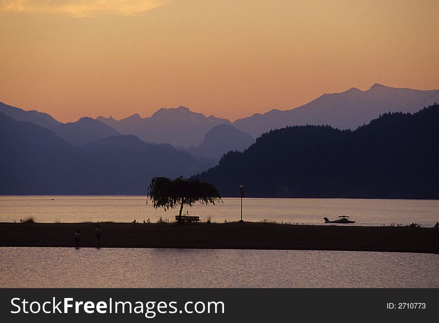 Harrison Lake, British Columbia, Canada at sunset. Harrison Lake, British Columbia, Canada at sunset.
