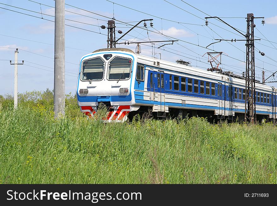 High speed electrotrain goes in steppe