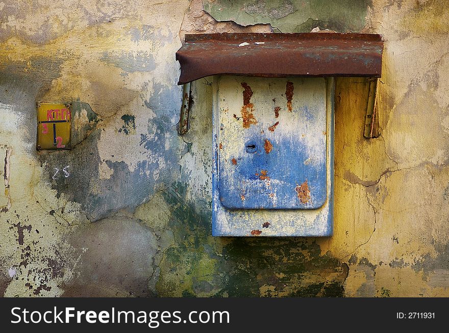 Aged colored wall with old plaster. Aged colored wall with old plaster