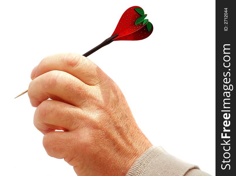 Man throwing a strawberry heart  symbol of love. Man throwing a strawberry heart  symbol of love